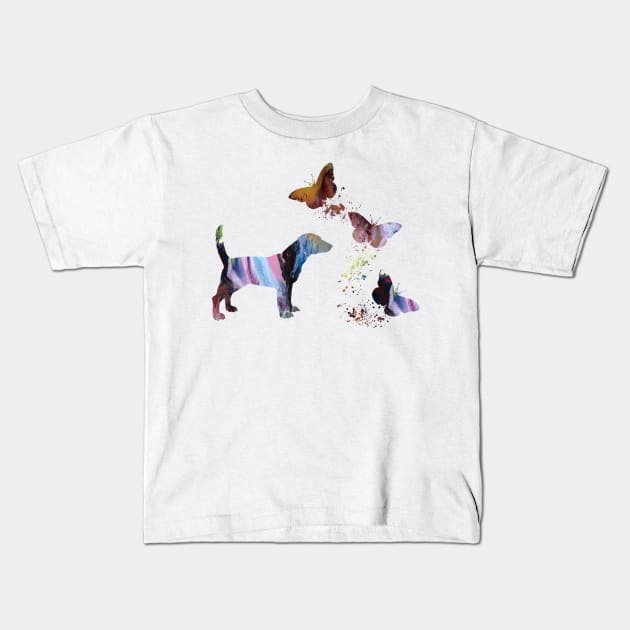 Beagle And Butterflies Kids T-Shirt by TheJollyMarten